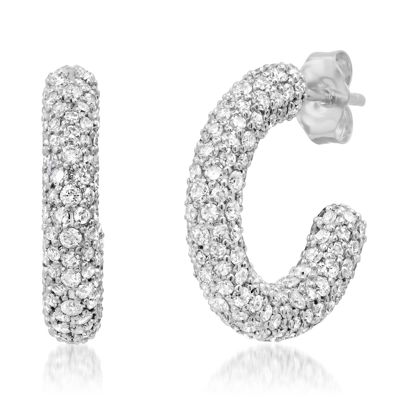 14K White Gold Mini Diamond Party Hoops